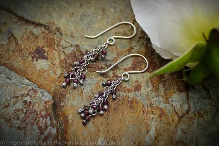 Tassel earrings - sterling silver and faceted Garnet dangles