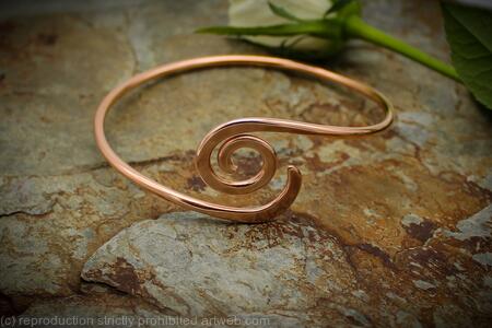 Copper Armlet - Open Spiral - Arm bracelet, Upper arm Cuff 