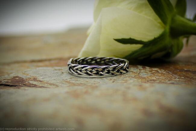 Braided band sterling silver ring - narrow - handmade his and hers gift - unisex jewelry