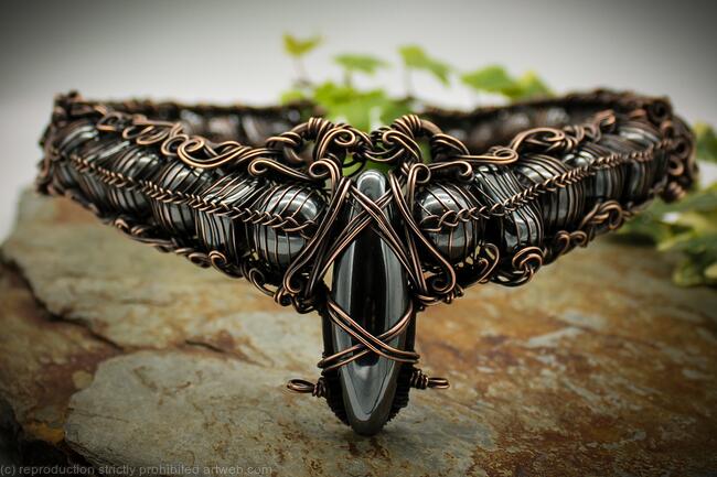 Copper and Hematite crown - converts into a necklace 