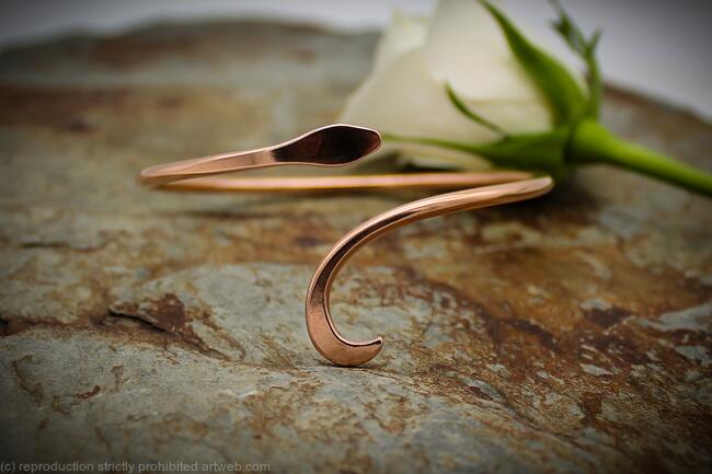 Minimalist Snake Armlet Bracelet – Handmade Copper Bangle, Adjustable Serpent Inspired Jewellery