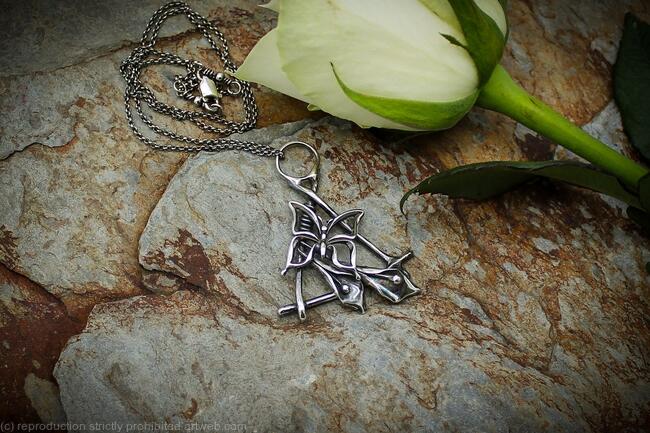 Calla Lily and Butterfly pendant, Sterling silver - Nature's Beauty