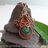 Gorgon Layered Woven Pendant - Copper and Turquoise