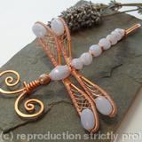Dragonfly Hair Barrette or Shawl pin - Large - Copper and Blue Lace Agate