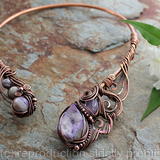 Ananda - Bliss - Neck Torc - Copper, Purple Druzy Agate, Amethyst and Amechlorite, Celtic Torq or Torque