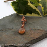 Spiral with a natural Agate dangle Beard, Dreadlock or braid ring or bead - Shiny Copper - Medium
