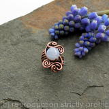 Blue Lace Agate,Woven Spiral Beard, Dreadlock or braid ring or bead - Antiqued Copper - Large