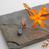 Spiral with Tanzanite nugget Beard, Dreadlock or braid ring or bead - Shiny Copper - Medium