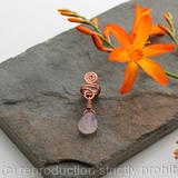 Spiral with Fluorite dangle Beard, Dreadlock or braid ring or bead - Shiny Copper - Medium