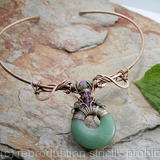 Ananda - Bliss - Neck Torc - Bronze, Green Aventurine and Amethyst, Celtic Torq or Torque