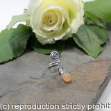 Spiral with Peach Moonstone dangle Beard, Dreadlock or braid ring or bead - Shiny Sterling silver - Medium