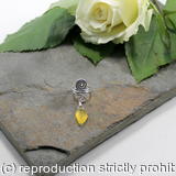 Spiral with Yellow Chalcedony dangle Beard, Dreadlock or braid ring or bead - Shiny Sterling silver - Medium