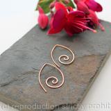 Ammonite open pointed spiral tribal earrings - 1mm copper wire