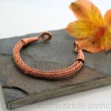 Viking Knit Wrist Torc - shiny Copper - Celtic Torq or Torque - Medium