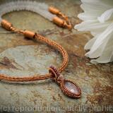 Rose Quartz, Garnet and copper pendant with copper and Rose Quartz Viking knit necklace