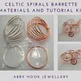 Celtic Spirals Hair Barrette or Bun Cage Materials and tutorial Kit - Wire jewelry Hair Clip kit