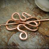 Serpent Hair Barrette - Large Copper - Hair clip or slide, shawl or scarf pin