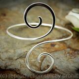 Sterling Silver Armlet - Double Spiral - Arm bracelet, Upper arm Cuff - medium - Bohemian jewelry