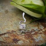 Snake Hair bead - Beard, Dreadlock or braid ring - Sterling Silver - Small