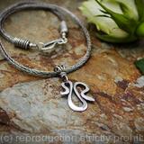 Snake pendant in sterling silver wire on a Viking knit chain - Akurra