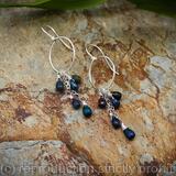 Circle earrings with chain dangles - faceted Smokey Ethiopian Opal and sterling Silver