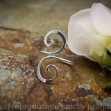 Sterling Silver Adjustable ring - Double Spiral wraparound - Size 8 To 10 (UK Q To T1/2)
