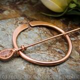 Woven Leaf Penannular Brooch - Shiny Copper - large - Celtic , Viking or Scottish pin