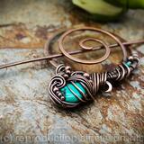 Hair Barrette in copper with Turquoise - Quintessence - Hair clip or shawl pin