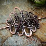 Hair Barrette in copper with Garnet - Embellished Butterflies - Hair clip or shawl pin