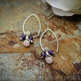 Threader earrings - 1mm sterling silver and faceted Rose Quartz and Amethyst dangles