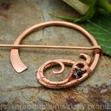 Paisley Penannular Brooch - Copper and faceted Opal - Celtic , Viking or Scottish pin