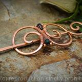 Embellished Swirl Barrette - small - Copper and faceted Opal - Hair clip