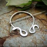 Penannular Brooch - Asymetrical Snake Sterling silver - Celtic , Viking or Scottish pin