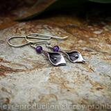 Calla Lily earrings - sterling silver and faceted Amethyst