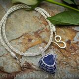 Heart shaped Sapphire and Sterling silver necklace