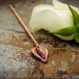 Handcrafted Copper Wire Leaf Hair Stick with Garnet Beads – Elegant Hair Accessory for Bun or Updo