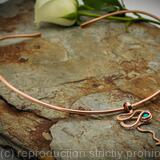 Handcrafted Copper Snake Torc Necklace with Turquoise Accent – Celtic-Inspired Collar