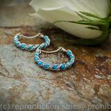 Sterling silver Hoop Earrings with Turquoise, Handmade Wire Wrapped Gemstone Hoops
