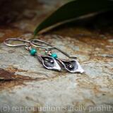 Calla Lily earrings - sterling silver and faceted Turquoise