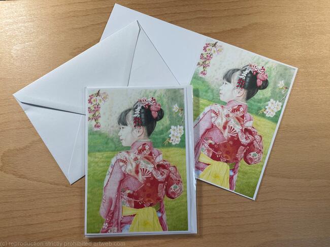 Girl in Kimono Greeting card