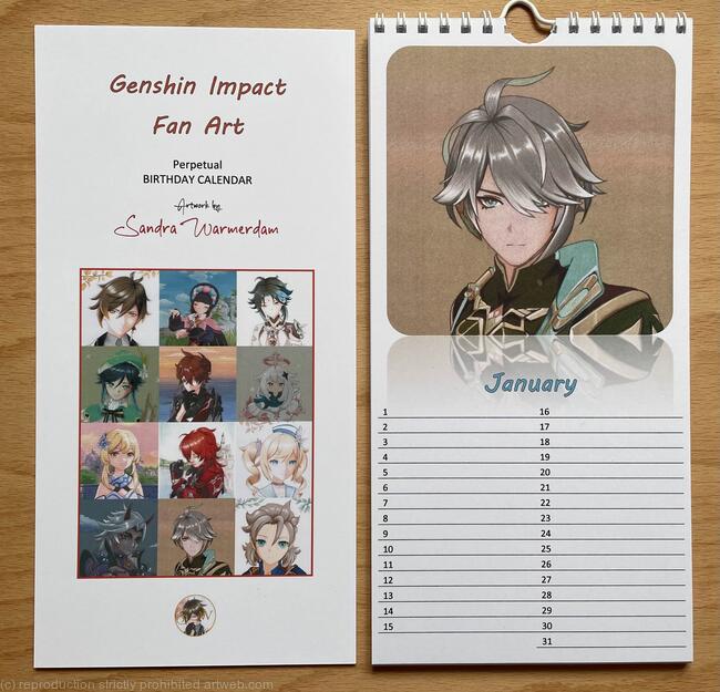 Genshin Impact Fan Art Calendar