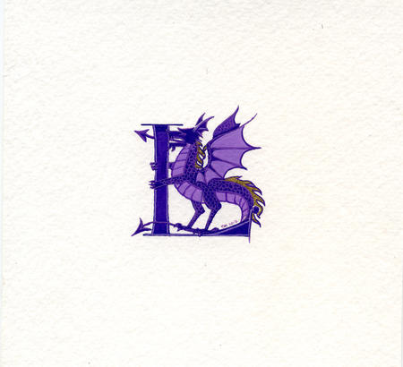 Purple letter with purple dragon