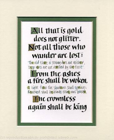 Tolkien print Lord of the Rings print Calligraphy print