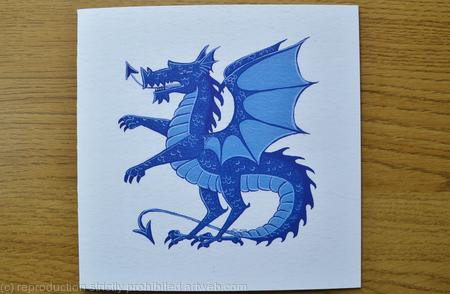 Dragon greetings card blue