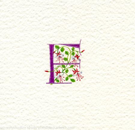 Letter F in dark pink with fuchsia