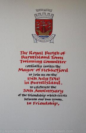 70th Anniversary Scroll Burntisland Town