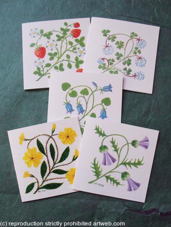 Flower cards set of five assorted floral notecards
