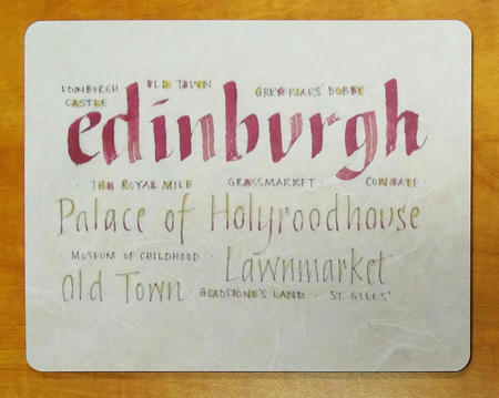 Edinburgh Placemat calligraphy design print.