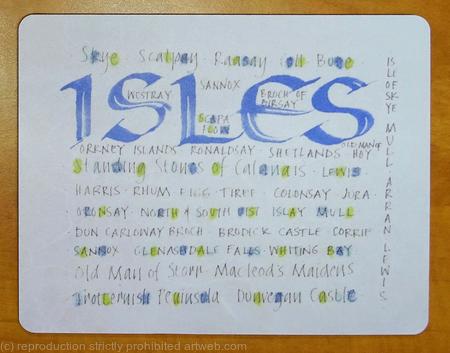 Calligraphy Placemat Tablemat Isles of Scotland print