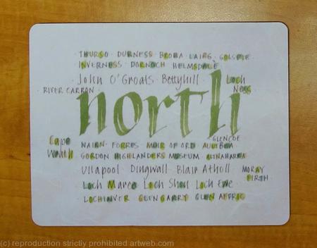 Calligraphy Tablemat Placemat North of Scotland print
